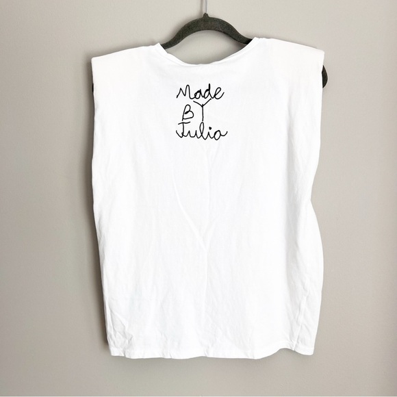 2/25 Zara ❤️ Pink Unicorn Elephant Drawing Shirt Top Shoulder pads made by Julia - Picture 3 of 5